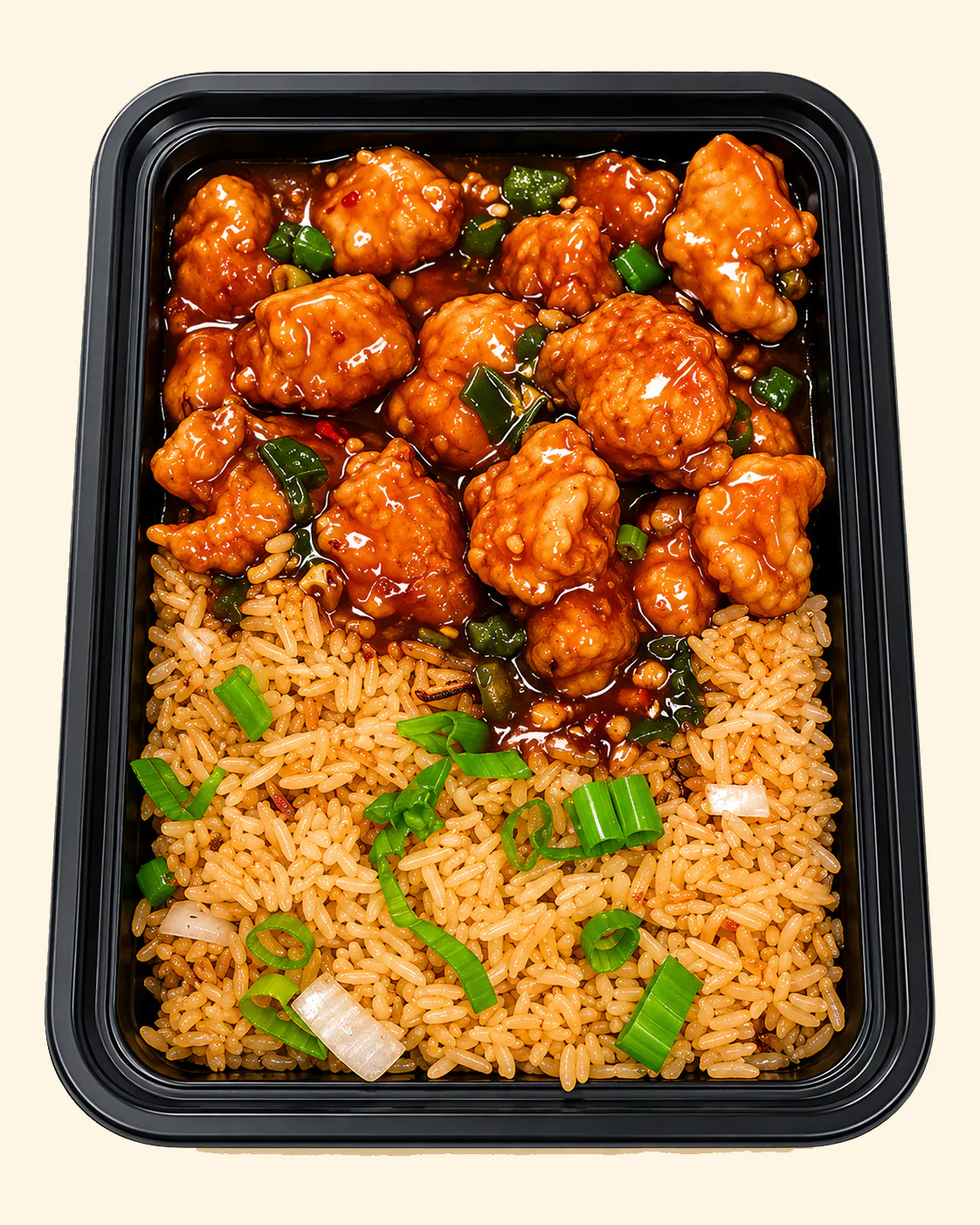 General Tso's Chicken with Fried Rice at Lucky Garden, Chinese Restaurant in Baltimore